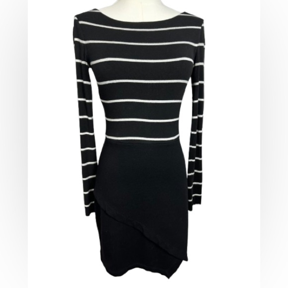 Bailey 44 Black and White Long Sleeve Mini Bodycon Dress Size XS